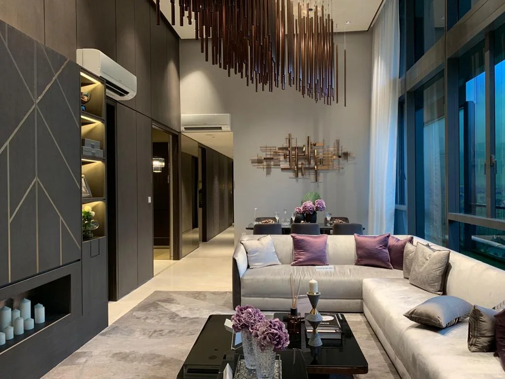 Contemporary living space with modern furnishings