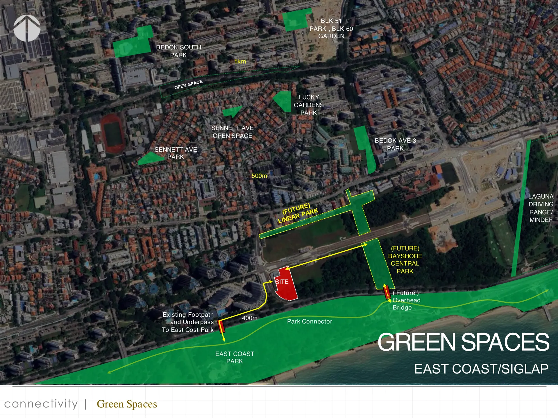 Surrounding green spaces and parks map